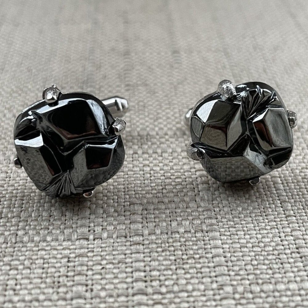Sarah Coventry Men Cuff Links Black Faux Stone Cufflinks Stud Links Men Jewelry
